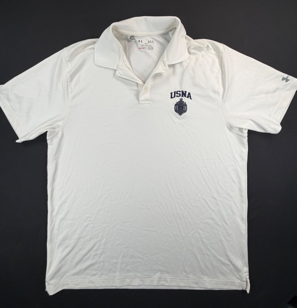 Under Armour USNA Naval Academy Short Sleeve White Polo Shirt (Men's Large-Tall)